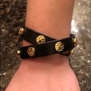 Tory Burch Double Wrap Logo Stud Bracelet
